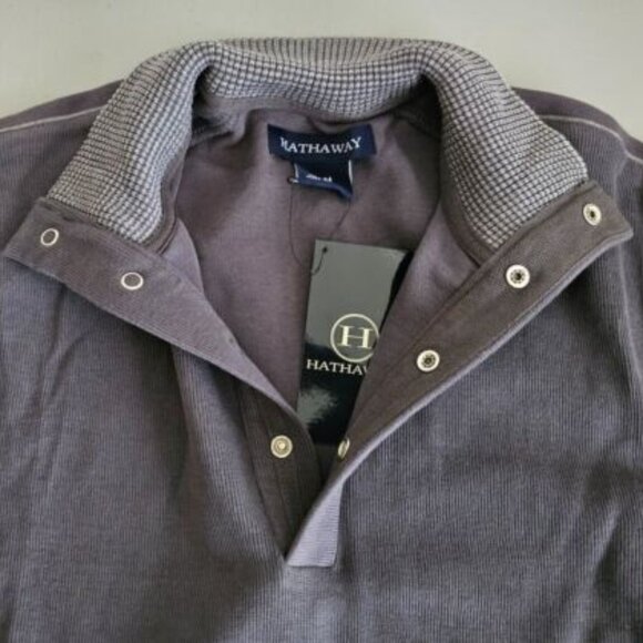 Hathaway Snap Ribbed Mock Neck Sweater/Pullover Gray Medium - Picture 3 of 5